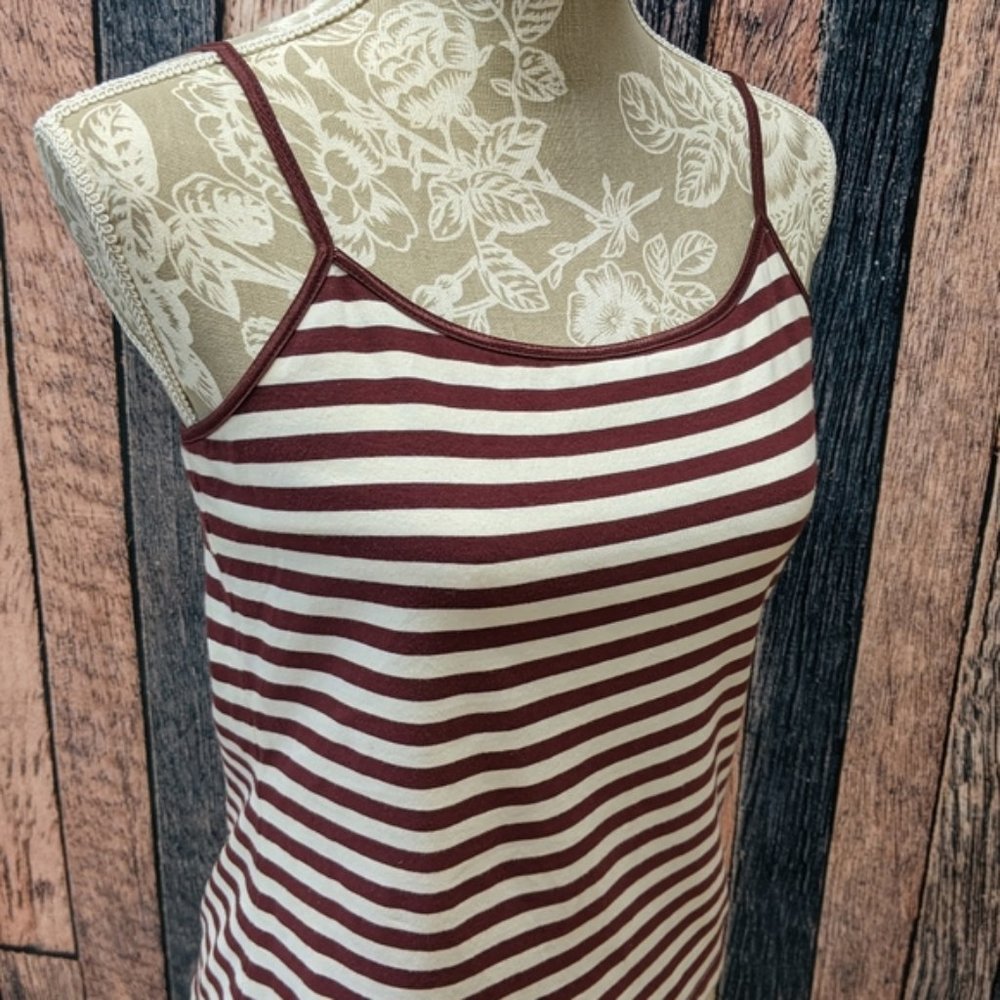Maroon and White Striped Camisole